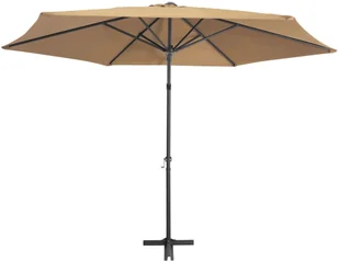 vidaXL Parasol ogrodowy na stalowym słupku, 300 cm, kolor taupe vidaXL - Parasole ogrodowe - miniaturka - grafika 5