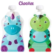 Akcesoria do karmienia - ChooMee ChooMee AQUA BLUE GREEN 2 PACK Saszetki do karmienia wielorazowe - miniaturka - grafika 1