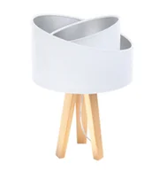 Lampy stojące - ImoLight Lampka stołowa mini-trójnóg sosnowy Awena Biało-srebrna - miniaturka - grafika 1