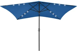 vidaXL Parasol z lampkami LED, na stalowym słupku, niebieski, 2x3 m 313793 - Parasole ogrodowe - miniaturka - grafika 2