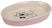 Miski dla kotów - Nobby 73636 koty ceramiczna Miska owalna, 17 x 11 x 2,5 cm, różowa/beżowa - miniaturka - grafika 1