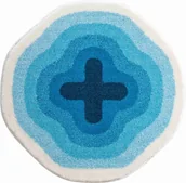 Dywaniki łazienkowe - Karim Rashid Luksusowy designerski dywanik łazienkowy KARIM 03 90 cm niebieski - miniaturka - grafika 1