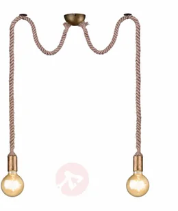 Trio Leuchten Lampa wisząca Rope z linką, 2-punktowa - Lampy sufitowe - miniaturka - grafika 3