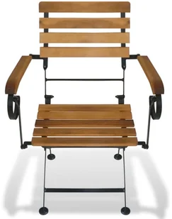 vidaXL Składane krzesła ogrodowe 2 szt. stal i lite drewno akacjowe 43735 - Fotele i krzesła ogrodowe - miniaturka - grafika 4