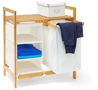 Kosze na bieliznę - Relaxdays Torba na pranie Linea  bambus: wys. x szer. x gł.: ok. 77 x 69,5 x 36 cm pranie Puff o pojemności 40 L pojemność 2 półki i 3 półkami jako pojemnik na pranie z zamkiem na pranie wykonana z bia 10019206 - miniaturka - grafika 1