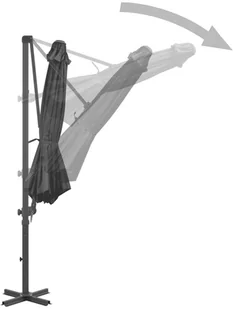 vidaXL Parasol wiszący z aluminiowym słupkiem, 300 cm, antracytowy - Parasole ogrodowe - miniaturka - grafika 5