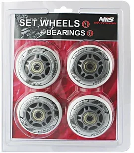 Nils Zestaw kółek Extreme PU 80x24 82A 4szt + ABEC-7 8szt białe 16-32-011 - Akcesoria do skatingu - miniaturka - grafika 2
