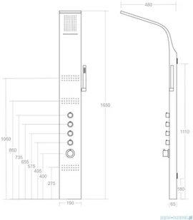 Corsan Kaskada panel prysznicowy z mieszaczem srebrny A-014AMSREBRNY | - Panele prysznicowe - miniaturka - grafika 2