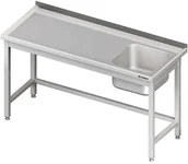 Stoły gastronomiczne - Stalgast Stół ze zlewem jednokomorowym (P) bez półki 1600x600x850 mm 980656160 - miniaturka - grafika 1
