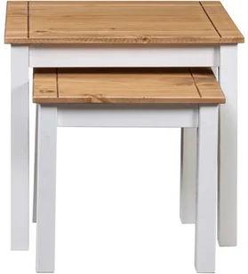 vidaXL 2 stoliki wsuwane pod siebie, białe, sosnowe, seria Panama - Ławy i stoliki kawowe - miniaturka - grafika 4