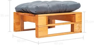 vidaXL Ogrodowy puf z palet, szara poduszka, miodowy brąz, drewno vidaXL - Pozostałe meble ogrodowe - miniaturka - grafika 3