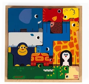 Janod Układanka drewniana piramida Zwierzęta, - Klocki - miniaturka - grafika 10