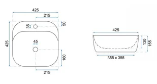 Umywalka Nablatowa Zielona Luiza 42 Green Mat Rea - Umywalki - miniaturka - grafika 6