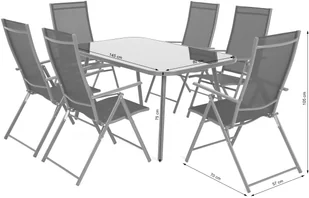 HOME &amp; GARDEN Meble ogrodowe metalowe Casablanca 145 cm Silver / Grey 6+1 610410 - Meble ogrodowe - miniaturka - grafika 10