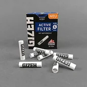 Pozostałe akcesoria barmańskie - Gizeh Active Tips filtr z węglem aktywnym z ceramicznymi nasadkami - 34 filtry, srebrny, smal - miniaturka - grafika 1