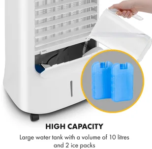 Klarstein Iceberg Breeze, chłodnica powietrza 2 w 1, 65 W, 283 m3/h, zbiornik 10 l, 2 wkłady lodowe HTR7-IcebergBreeze W - Klimatory - miniaturka - grafika 9