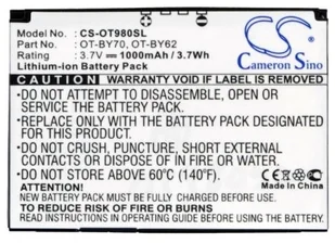 Cameron Sino Alcatel OT-980 OT-BY70 1000mAh 3.70Wh Li-Ion 3.7V - Baterie do telefonów - miniaturka - grafika 2