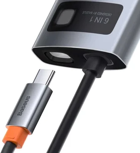 Baseus Hub 6w1 Metal Gleam Series USB-C do 3x USB 3.0 + HDMI + USB-C PD + Ethernet RJ45 13554 - Huby USB - miniaturka - grafika 4