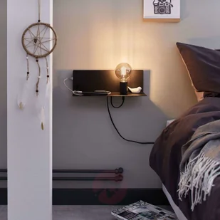 Paulmann Devara lampa ścienna z półką, czarna - Lampy ścienne - miniaturka - grafika 2