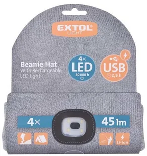 EXTOL Craft Czapka z Latarka LED Uniwersalny Rozmiar USB na Rower Wędrówki - Odzież robocza - miniaturka - grafika 5