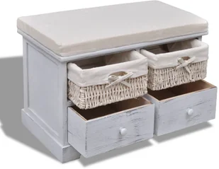 vidaXL vidaXL Ławka drewniana z 4 szufladami oraz poduszką (biała) - Ławki do przedpokoju - miniaturka - grafika 5