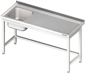 Stoły gastronomiczne - Stalgast Stół ze zlewem jednokomorowym (L) bez półki 1500x600x850 mm 980676150 - miniaturka - grafika 1