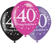 Balony i akcesoria - AMSCAN Balony z nadrukiem "40" - 28 cm - 6 szt. 9900739 - miniaturka - grafika 1