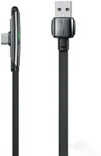 Kable USB - Wk Design Gaming Series płaski kabel kątowy z bocznym wtykiem USB - USB Typ C do szybkiego ładowania / transmisji danych 6A 1m czarny (WDC-151-USB-C) WDC-151-USB-C - miniaturka - grafika 1