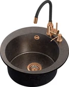 Zlewozmywaki - STEINER Zlewozmywak granitowy czarny JAMES 210 + bateria MAGGIE ART5151S1BP_3323503BL_Z - miniaturka - grafika 1