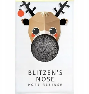 Konjac Sponge Konjac Sponge Gąbka Mini Renifer Blitzen Błyskawica z czarnym węglem bambusowym do cery tłustej i problematycznej - Akcesoria do oczyszczania twarzy - miniaturka - grafika 2