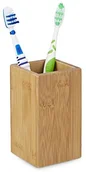 Szczoteczki do zębów - Relaxdays kubek na szczoteczki do zębów z bambusa prostokątny, naturalny wzór, wys. x szer. x gł.: 11,5 x 6,5 x 6,5 cm, naturalny 10020226 - miniaturka - grafika 1