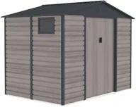 Altany ogrodowe - Vente-Unique Wiata ogrodowa ADELMO ze stali galwanizowanej, drewnopodobnej  kolor szary  5,40 m - miniaturka - grafika 1