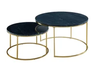 Ławy i stoliki kawowe - Vente-Unique Wsuwane stoliki kawowe ANGELA - Czarny marmur i złocony metal - miniaturka - grafika 1