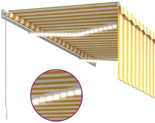 VidaXL Lumarko Ręcznie zwijana markiza z zasłoną i LED, 3,5x2,5 m, żółto-biała 3069283 VidaXL - Markizy - miniaturka - grafika 5