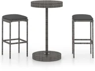 Meble ogrodowe - vidaXL 3-cz. zestaw mebli barowych z poduszkami, rattan PE, szary 3064760 - miniaturka - grafika 1