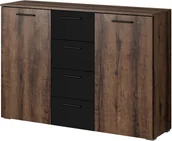 Komody - Helvetia KOMODA BETA 2D4S TYP 26 DĄB MONASTERY / CZARNE SZKŁO - miniaturka - grafika 1