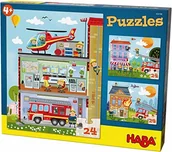 Puzzle - Haba Puzzles mała straż pożarna. 3 motywy po 24 części 304186 304186 - miniaturka - grafika 1