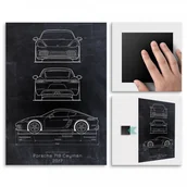 Plakaty - Pix4home Plakat metalowy Porsche 718 Cayman Projekt Blackboard M POS-M-02515 - miniaturka - grafika 1