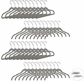 Wieszaki do szafy - Relaxdays aksamitny wieszak na ubrania, nie zajmuje dużo miejsca, antypoślizgowy welur, hak obracany o 360°, zestaw 50 sztuk, szary - miniaturka - grafika 1