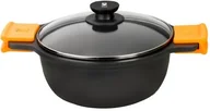 Garnki - BRA Efficient  duży garnek z pokrywką szklaną i uchwytami silikonowe, odlew aluminiowy z powłoką nieprzywierającą Teflon Platinum Plus, czarny, 36 cm A270336 - miniaturka - grafika 1