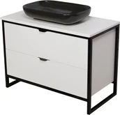 Szafki łazienkowe - Biała szafka z czarną umywalką loft 100 cm seria New York NY-B-U100/50/2 +PREMIUMC - miniaturka - grafika 1