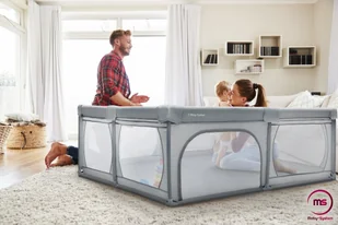 Moby System Duży kojec 200 cm x 180 cm - plac zabaw dla dziecka, suchy basen KOJEC SZARY 1.8 - Maty piankowe - miniaturka - grafika 3