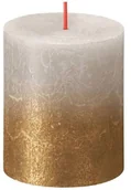 Świece - Bolsius Świeca Pieńkowa SUNSET 8 cm SZARO-ZŁOTY 151223 - miniaturka - grafika 1