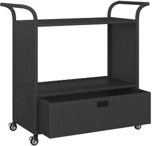 shumee Wózek barowy z szufladą czarny 100x45x97 cm polirattan - Wózki na żywność - miniaturka - grafika 5