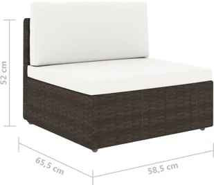 vidaXL Sofa modułowa 2-osobowa, rattan PE, brązowa - Sofy ogrodowe - miniaturka - grafika 7