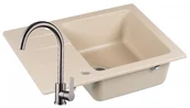 Zlewozmywaki - AXIS Zlewozmywak Granitowy COAST 25 beż z baterią stal coast25bebatst - miniaturka - grafika 1