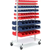 Regały biurowe - AJ Mobilny regał dwustronny z 132 pojemnikami 20073 - miniaturka - grafika 1