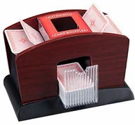 Zestawy do pokera - Relaxdays elektryczna mikser do kart, drewno, 4 pokłady, mikser do kart do mieszania kart, czarno-brązowy 10023478 - miniaturka - grafika 1