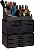 Kosmetyczki, organizery i kuferki - Relaxdays Relaxdays organizer na kosmetyki z 6 szufladami, 22 przegródkami, organizer do makijażu, duży organizer do makijażu, z akrylu, czarny - miniaturka - grafika 1