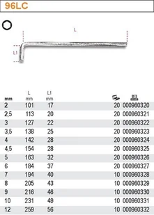 Beta KLUCZ TRZPIENIOWY KĄTOWY DŁ.CHROM 4,5MM 96LC/4.5 - Klucze i nasadki - miniaturka - grafika 2